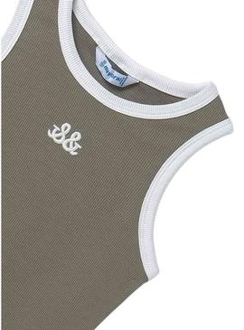 Camiseta Mayoral alças verde bordado para menina