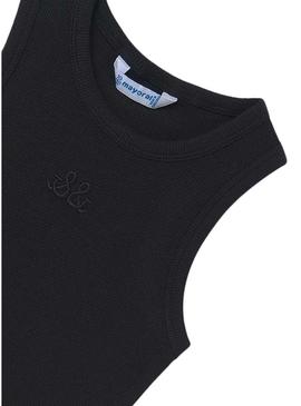 Camiseta Mayoral alças bordado preto para meninas