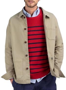 Camisa de sobreposição El Ganso Garment bege para homem.