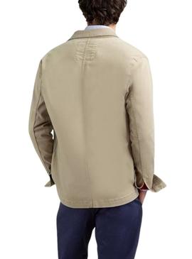 Camisa de sobreposição El Ganso Garment bege para homem.