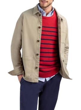 Camisa de sobreposição El Ganso Garment bege para homem.