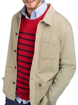 Camisa de sobreposição El Ganso Garment bege para homem.