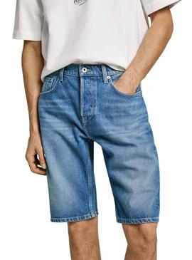 Bermuda Pepe Jeans Callen denim azul para homem.