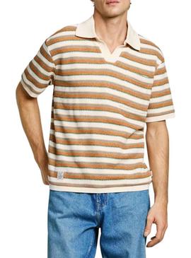 Camisa Polo Pepe Jeans Lamar de crochê laranja para homem.
