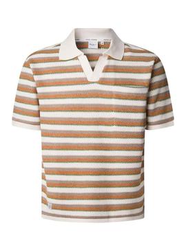 Camisa Polo Pepe Jeans Lamar de crochê laranja para homem.