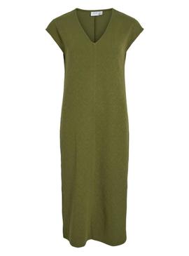 Vestido Vila Viadoria verde midi para mulher.