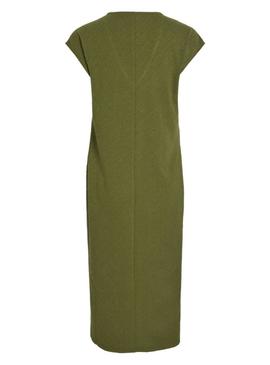 Vestido Vila Viadoria verde midi para mulher.