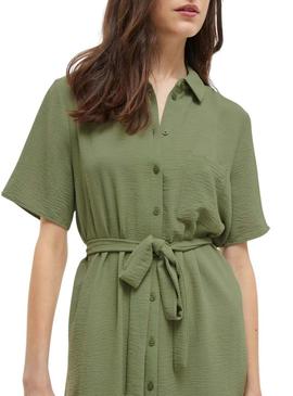 Vila Vijosa vestido curto com camisa verde Vijosa para mulher