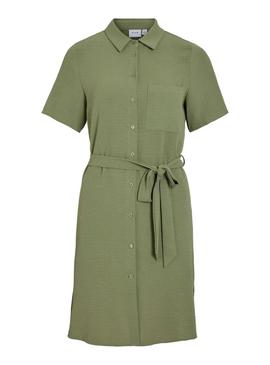 Vila Vijosa vestido curto com camisa verde Vijosa para mulher