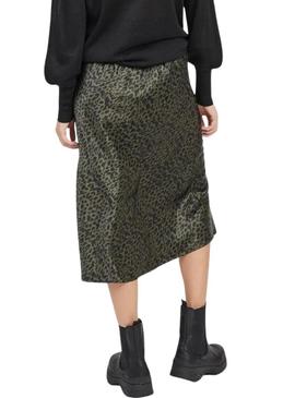 Saia Vila Viyun verde leopardo para mulher.