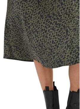 Saia Vila Viyun verde leopardo para mulher.