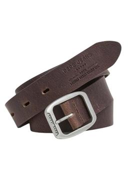 Cinto Pepe Jeans Floyd em couro marrom para homem.