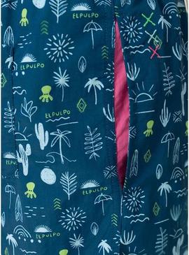 Fato de banho El Pulpo estampado floral azul para homem