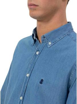 Camisa  El Pulpo denim azul para homem