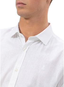 Camisa El Pulpo de linho branco para homem.