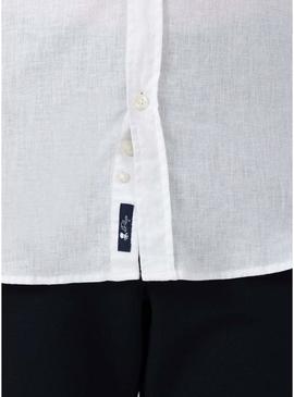 Camisa El Pulpo de linho branco para homem.