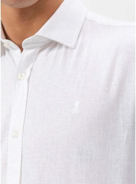 Camisa El Pulpo de linho branco para homem.