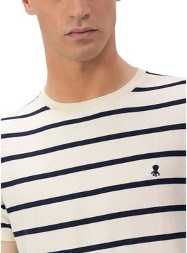 Camiseta El Pulpo de malha extrafina listrada marinha para homem