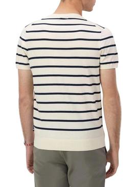 Camiseta El Pulpo de malha extrafina listrada marinha para homem