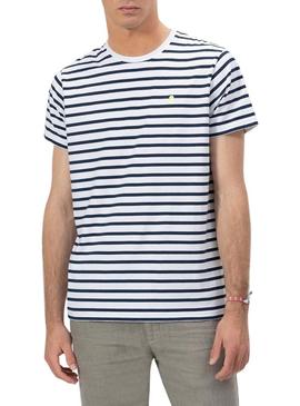 Camisa  El Pulpo listrado branco estampado para homem