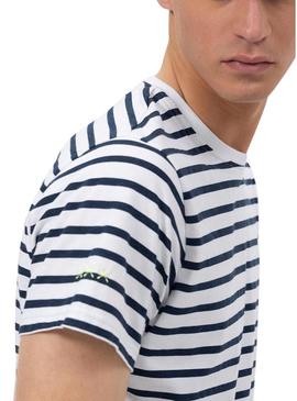 Camisa  El Pulpo listrado branco estampado para homem
