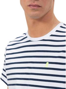 Camisa  El Pulpo listrado branco estampado para homem