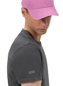 Camiseta  El Pulpo estampado Surfando Ondas cinza para homem