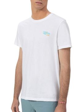 Camiseta  El Pulpo estampado Surfando Ondas branco para homem.