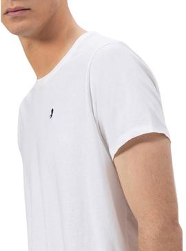 Camiseta El Pulpo bordado em branco básico para homem.