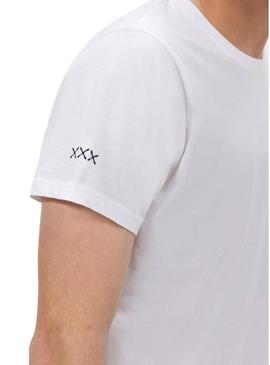 Camiseta El Pulpo bordado em branco básico para homem.