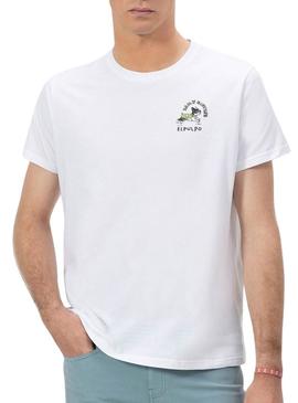 Camiseta  El Pulpo  Estampado Daily Routine branco para homem