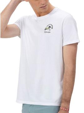 Camiseta  El Pulpo  Estampado Daily Routine branco para homem
