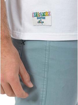 Camiseta  El Pulpo  Estampado Daily Routine branco para homem
