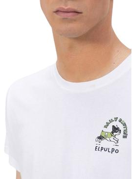 Camiseta  El Pulpo  Estampado Daily Routine branco para homem