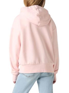 Moletom Levis Seasonal com capuz rosa para menina.