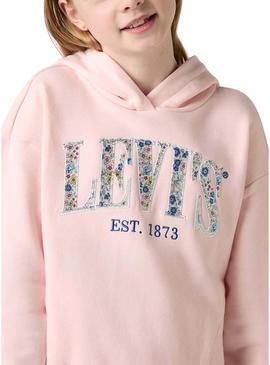 Moletom Levis Seasonal com capuz rosa para menina.