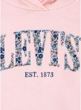 Moletom Levis Seasonal com capuz rosa para menina.