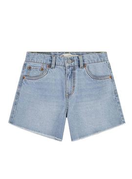 Short de brim Levi's A Line azul claro para menina.