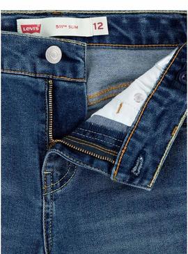 Short jeans Levis 511 slim azul para menino.