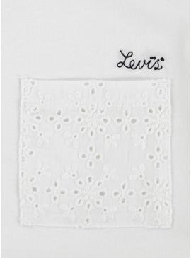 Camiseta Levis Roll Cuff branca para menina
