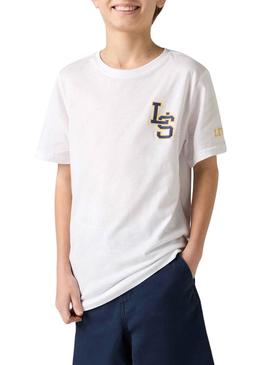 Camiseta Levi's LS Monogram branca para criança.