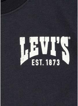 Camiseta Levi's Valley preta para criança.