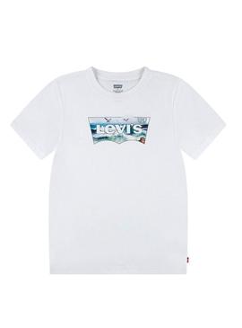 Camiseta Levis Ondas Crashing branca para criança.