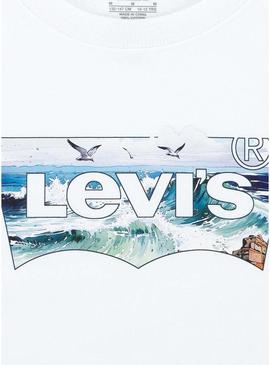 Camiseta Levis Ondas Crashing branca para criança.