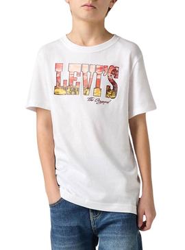 Camiseta Levis Off Road branca para criança.