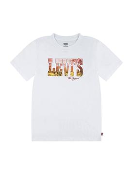 Camiseta Levis Off Road branca para criança.