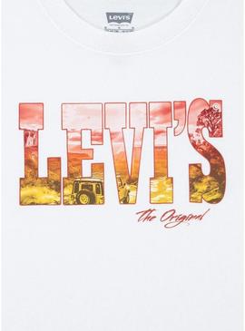 Camiseta Levis Off Road branca para criança.