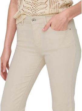 Calça de ganga Only Ann Kenya bege para mulher