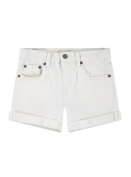 Shorts Levis em denim branco para menina.