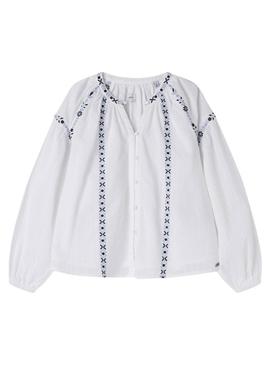 Camisa Pepe Jeans Ada branca para menina.
